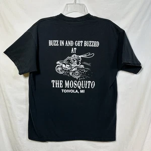 T-shirt vintage Toivola Michigan The Mosquito Inn grande ronzio in Get Buzzed Biker - Foto 1 di 9