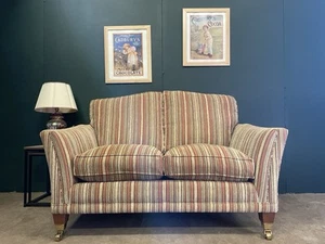 Parker Knoll Harrow 2 Seater Sofa In Baslow Stripe Gold Fabric - Picture 1 of 9