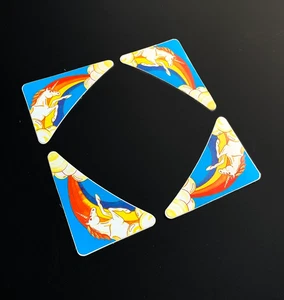 4 small VINTAGE UNICORN PEGASUS HORSE RAINBOW corner sticker 1970s NOS PRIDE - Picture 1 of 5