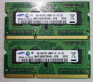Samsung 2x1Gb RAM modules, M471B2873FHS-CF8, 1Rx8 PC3-8500S-07-10-ZZZ - Picture 1 of 1