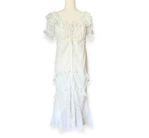 ASOS Maternity Ivory Ruffle Button Front Maxi Dress Wedding Chiffon Lines Size 8 - Picture 1 of 10