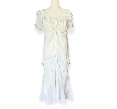 ASOS Maternity Ivory Ruffle Button Front Maxi Dress Wedding Chiffon Lines Size 8 - Image 1 of 4