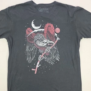 Camicia Into The Am Adulto XL Nera Grafica Avvoltoio Falce Luna Stelle Gotico  - Foto 1 di 11
