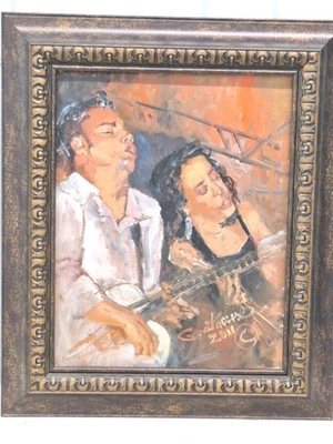 Contemporary Original Oil/canvas 11x14 Painting DUET Framed Signed Dated - Image 1 of 4