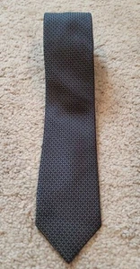Tallia 100% Silk Necktie Gray Black Polka Dot Geometric Pattern Handmade Tie - Picture 1 of 5