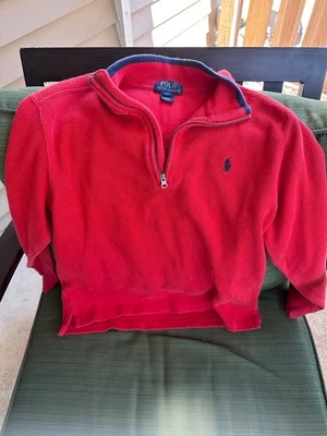 Polo by Ralph Lauren Boys (Unisex) L (14-16) 1/4 Zip Long Sleeve Red Pullover - Image 1 of 4