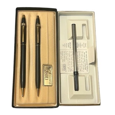 Cross VINTAGE BLACK & GOLD Pen and Pencil Set VINTAGE USA MADE - Image 1 of 4