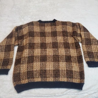 Suéter De Colección Paul Harris Marrón Negro Lana a Cuadros Mohair Difuso Acogedor Tejido Mujeres M Foto 1 de 4