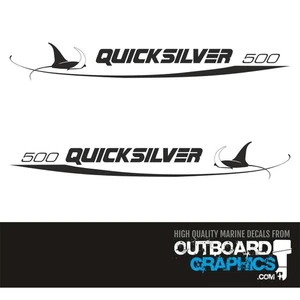 Pair of 1800mm (71 inches) wide Quicksilver 500 stickers/decals - Picture 1 of 2