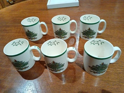 Set Of 6 Spode Christmas Tree Pattern Mugs - Image 1 of 4