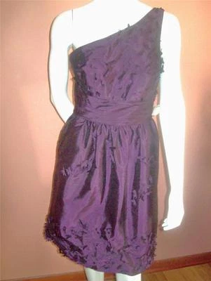 Y2K 90'SOne Shoulder COCKTAIL DRESS JS Collections Plum SHIMMER Fabric Sz 6 GLAM - Image 1 of 4