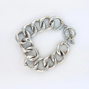 Vintage Nachlass Grob Sterling Silber 925 Panzerkette Knebelarmband 37,6 g - Bild 1 von 10