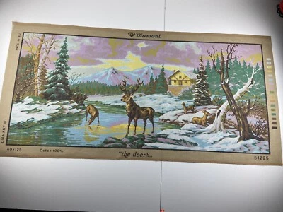 Diamant Needlepoint Tapestry Canvas The Deers Mountain 43in X 19in 10 Count - Image 1 of 4