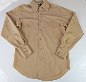 Vtg American Graffiti Brand ROCKABILLY Shirt Mens S Small Pearlized Snaps Tan - Picture 1 of 9