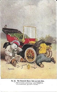 Postal de los Roosevelt Bears #12 – Roosevelt Bears Take an Auto Ride c1906 - Imagen 1 de 2