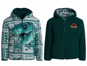 Jurassic World Toddler Puffer Winter Coat Hoodie Reversible Dinosaur 2T Nwt - Picture 1 of 3