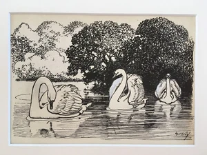 Original Pen & Ink John Hassall 1868-1948 Published Fairy Tale The Ugly Duckling - Picture 1 of 6