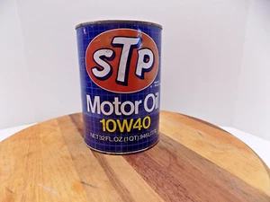 Lata de papel de cartón vintage STP Motor Oil 10W40 1 cuarto 1984 completa EE. UU. - Imagen 1 de 6
