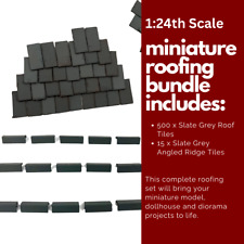 Dolls House 1:24th Miniature Model Roof Angled Ridge Tile Bundle in Slate Grey
