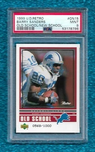 1999 UPPER DECK RETRO OLD SCHOOL NEW SCHOOL ON15 BARRY SANDERS PSA 9 MINT POP 2 - Picture 1 of 2