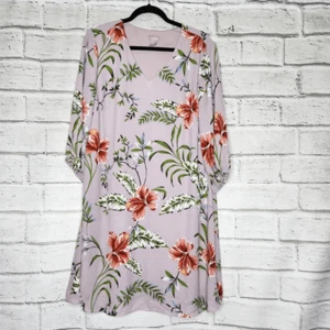 Chicos Purple Floral Flowy 3/4 Sleeve Dress Knee Length Womens Sz 2.5 Large 14 - Picture 1 of 13