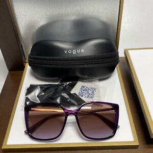 Vogue 5353S 287468 Top Purple On Clear Grey Violet Gradient Sunglasses W/ Case
