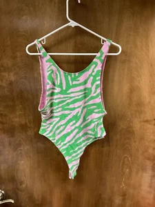 Women NWOT "ASOS Desin" pink/lime green body suit. size gn - Picture 1 of 2