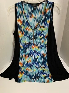 Womens August Silk Tunic Top Blouse Sleeveless V-Neck Multicolored Size Medium - Picture 1 of 6