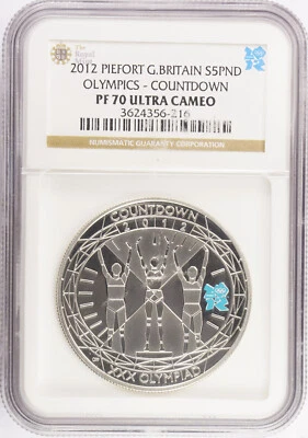 2012 London Olympic Countdown Silver Coin Piefort NGC PF70UC KM# 1679b - Image 1 of 2