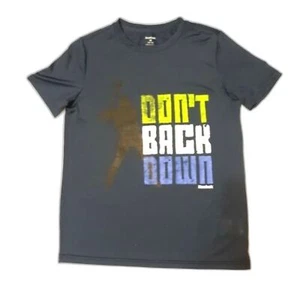Reebok Solid Graphic Tee Shirt Boys Medium 10-12 BASEBALL DON'T BACK DOWN - Picture 1 of 7