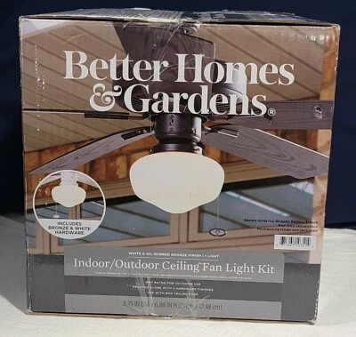 Better Homes & Gardens Indoor/Outdoor Ceiling Fan Light Kit Frosted Globe New!! - Image 1 of 4