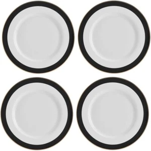 Mikasa Luxe Deco 4 Piece Fine China Dinner Plate Set - Sophisticated Art Deco... - Picture 1 of 9