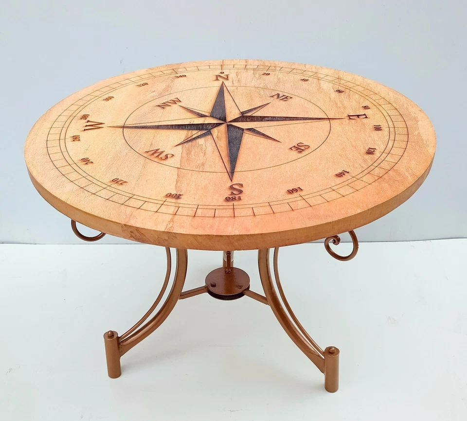  Coffee Table Nautical Compass Wooden Table Coffee Table Garden Table Bar Table  - Image 1 of 4