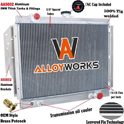 Radiador de aluminio de 3 filas para camioneta Dodge Ramcharger D/W 100 150 250 350 1979-1993 Foto 1 de 4