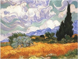 Weizenfeld mit Zypressen von Van Gogh Handarbeit Ölgemälde Reproduktion VVG172 - Bild 1 von 1