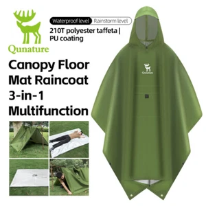 Qunature Waterproof Rain Poncho - Seamless Adult for Camping, Hiking & Outdoor - Picture 1 of 13