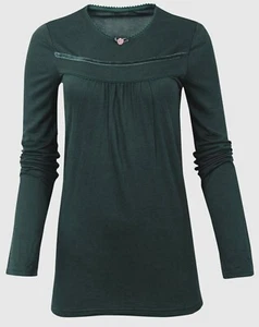 Ex Chainstore Damen Langarmshirt mit Samtdetail - Bild 1 von 3