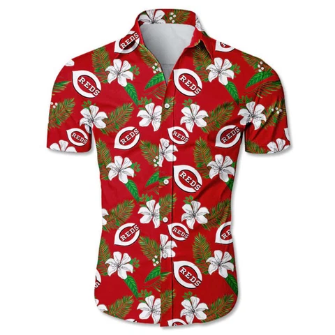 Cincinnati Reds Hawaiian Shirt Tropical Flower Aloha Shirt Summer Beach Shirt Cover