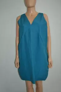 Bottega Veneta Teal Cotton Sleeveless Exaggerated Hip Pocket Dress, Size 42 - Picture 1 of 11