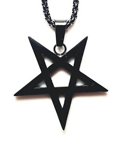 Pentagram  Pentacle Star Necklace V2 Stainless Steel (316L) Black
