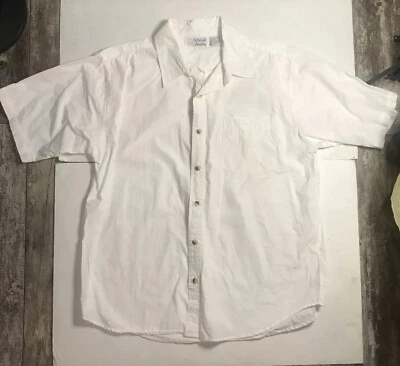 Michael Austin Shirt Mens Size XL White Short Sleeve 1996 - Image 1 of 4