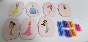 Monopoly Disney Princess 7 Cards Movers and 7 Stands EUC Parts Pieces - Picture 1 of 1