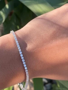 7Ct Round Cut 3mm Lab Created Diamond 14K White Gold Finish 7.5" Tennis Bracelet - Picture 1 of 4