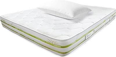 Materasso Memory Foam Tecnologia AloeFeel 20 cm con Cuscini Ortopedico Aloe Vera - Immagine 1 di 3