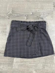 Abercrombie Kids Plaid Belted Skirt With Shorties Size 7/8 Purple Black Grey - Picture 1 of 9