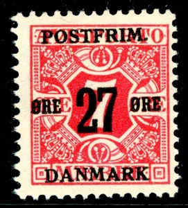 Denmark 1918 Definitive 27o/7o Carmine Perf 13 Scott #140 Mint K547 - Picture 1 of 6