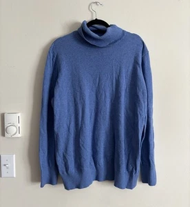 L.L. Bean Women Pullover Sweater Size 2X Blue Cotton Cashmere Turtleneck Soft - Picture 1 of 6