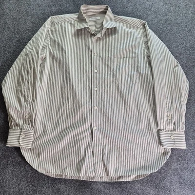 Camisa de vestir Ermenegildo Zegna para hombre talla 18/46 beige a rayas manga larga de lujo Foto 1 de 4