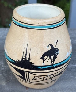 Vaso vintage in ceramica Binishtaa Navajo firmato 6" - Foto 1 di 7