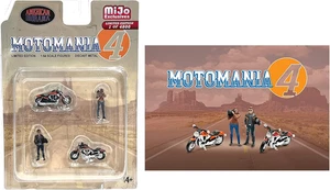 Motomania Set Figurine in Metallo 4" 1:64 AD-76504 (2 Figurine + 2 Moto) - Foto 1 di 1